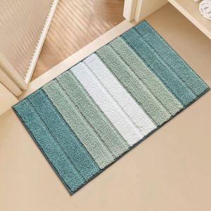 VIKAMA Minimalist Striped Bathroom Floor Mat Anti Slip Absorbent Washable Soft Foot Mat Shower Room Bedroom Home Decor