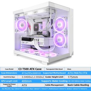 Pccooler | Frameless Pure White Gaming Water Cooling Computer Case