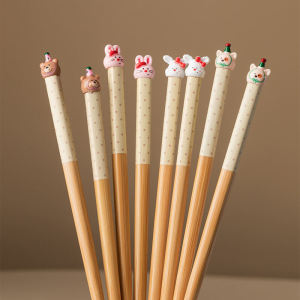 Creative Cartoon Bamboo Sushi Chopsticks Cat Design Dining Utensils Cute Home Dormitory Gift Single Person Chopsticks