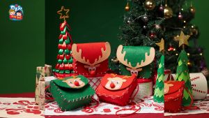 ของขวัญคริสต์มาสทำด้วยมือ DIY กระเป๋าเป้สะพายหลังกวางคริสต์มาส ทำด้วยมือ ของเล่นเพื่อการศึกษาสำหรับเด็กของขวัญวันหยุด