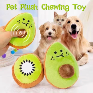 Pet Plush Chewing Toy Interactive Sound Toy Universal Creative Pet Squeaky Avocado Kiwi Shaped