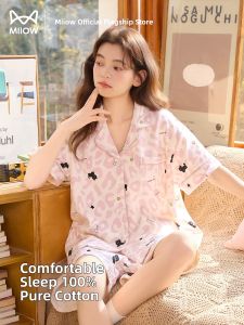 MiiOW | Cotton Short Sleeve Shorts Sleepwear Set
