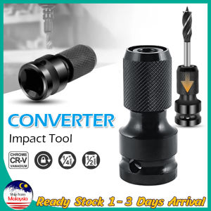 1/2" Square to 1/4" Hex Shank Socket Adapter Quick Release Drill Chuck Converter for Impact and Ratchet Wrench Impact Driver Electric Wrench Conversion Kit Impact Ratchet
