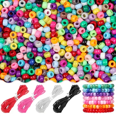 300+pcs Multi-Color Glow-in-the-dark Pony Beads Set for DIY Hair Braiding Friendship Bracelets & Crafts Plastic Horse Beads Loos