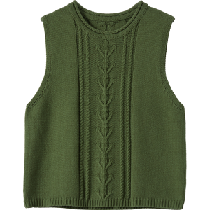 Áo Len Cardigan Không Tay Màu Xanh Lá Cây Cổ Tròn Dáng Rộng Phong Cách Nhật Bản Cổ Điển Áo Khoác Ngoài Thời Trang Thu Đông Cho Nữ