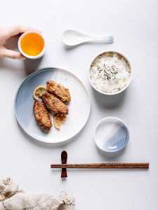 Nordic Style Ceramic Bowl Plate Cup Set for One Person Home Use Breakfast Dining Utensils Combination Plate Tea Cup Spoon