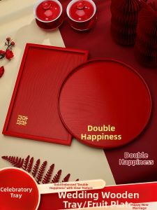 LANGMANXISHI | Wedding Use Red Wooden Serving Tray