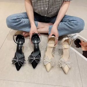 TOP TREND PH  spring and autumn pointed toe Internet celebrity Baotou stiletto sandals fairy style School and Graduation Gift
