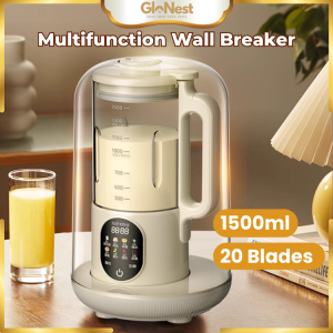 IsEasy 1500ml Wall Breaking Machine With Soundproof Cover 20 Blades Soymilk Maker Heating Multi-function Blender Food Processor Baby Food Maker 破壁机豆浆机