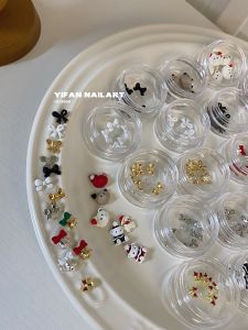 Đồ Trang Trí Móng YIFANNAIL Đồ Trang Trí Móng Hình Gấu Nhỏ Dễ Thương Có Nơ Và Chuông Màu Mini Nail Art Christmas Bear Đồ Trang Trí Móng