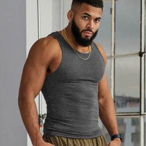 CaoBao Chris Mens American Style Heavyweight Tight Fit Vest Sleeveless Fitness Clothing Large Size Sports T-shirt