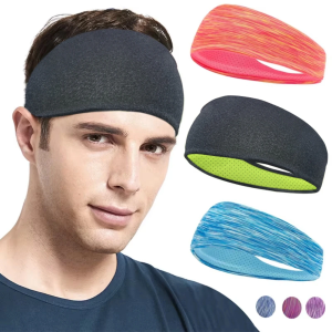 3PCS Sweatband for Men Women Elastic Sport Hairbands Head Band Yoga Headbands Headwear Headwrap Sports Workout Hair Accessories