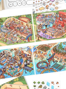 Cute 3D Coastal Scenery Stickers Decorative Materials