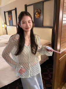 ZHILU | Ice Silk Hollow V-Neck Sunscreen Cardigan Summer Lightweight Air Conditioning
