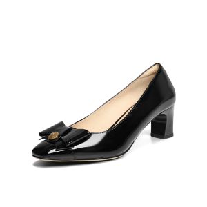 Belle | Bow Chunky Heel Comfortable Women Shoes Leather