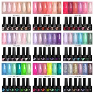 LILYCUTE | LILYCUTE 6Pcs 7ML Gel DIY Nails Polish Set Bright Pink Nail Charms Soak Off UV LED Gel Varnish Nail Art Design Accessories