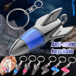 【WOKEN】Creative Anti-Static Keychain Rocket Lightning Shape Cool Static Eliminator Car Keychain Backpack Pendant Decoration