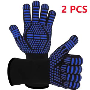 Anti-Cut Fireproof Oven Mitts Silicone Non-Slip Heat Resistant Kitchen Grilling Gloves Barbecue Cooking Baking Smoker Gloves