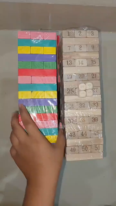 Mainan Edukasi Anak Susun Balok Kayu Angka / Warna Jumlah 54 Pcs Melatih Motorik Kesabaran Anak Untuk Gadget Time