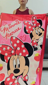 CÓ VIDEO. Mền lông Disney hoạt hình Stitch Minnie Hồng 1m4
