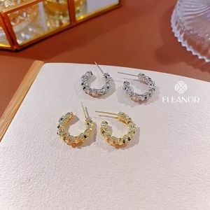Bông tai nữ chuôi bạc 925 Eleanor Accessories khuyên tai vòng tròn basic phụ kiện trang sức 6110