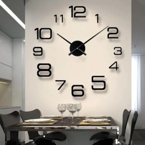 2023 Modern Design Large Wall Clock Horloge DIY 3D Quartz Clocks Fashion Watches Acrylic Mirror Stickers Living Room Home Decor