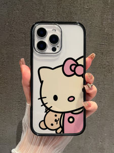 Pink Acrylic iPhone 16Promax Case Cartoon Protective Shell for Apple 15Pro Girls Transparent 14Promax Cute 13 Anti-Fall Cover
