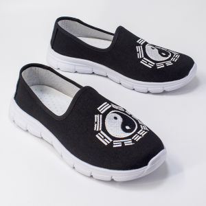 Wudang Tai Chi Shoes BaGua Diagram Monk Casual Canvas Shoes Training Meditation Versatile Retro Style for Men And Women