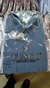 Fusco Kemeja Formal Reguler Warna Biru Denim✓Kemeja Pria Polos Lengan Panjang