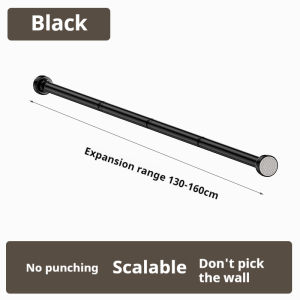 Black Non Drilling Shower Curtain Rod Spring Rotating Telescopic Wardrobe/Curtain Rod Extendable Anti Slip Stainless Steel Rod