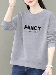 ทันสมัย หลวม คอกลมแขนยาว เสื้อสเว็ตเชิ้ต ผู้หญิง สไตล์เกาหลี ฤดูใบไม้ผลิ ฤดูใบไม้ร่วง พรางหุ่น หลากหลาย เสื้อโค้ทพิมพ์ลาย