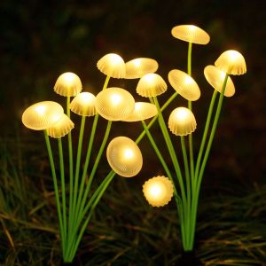 Đèn Sân Vườn Hình Nấm Bằng Silicon Năng Lượng Mặt Trời Đèn LED Ngoài Trời Cắm Đất Chống Nước Đèn Cảnh Quan 300