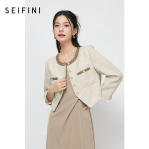 SEIFINI Poets Little Fragrance Short Jacket 2025 Summer New Style Elegant Quality Polyester Fiber Long Sleeve round Neck Single Button