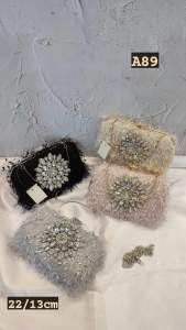 TAS PESTA IMPORT BAHAN BULU/TAS PESTA WANITA A89