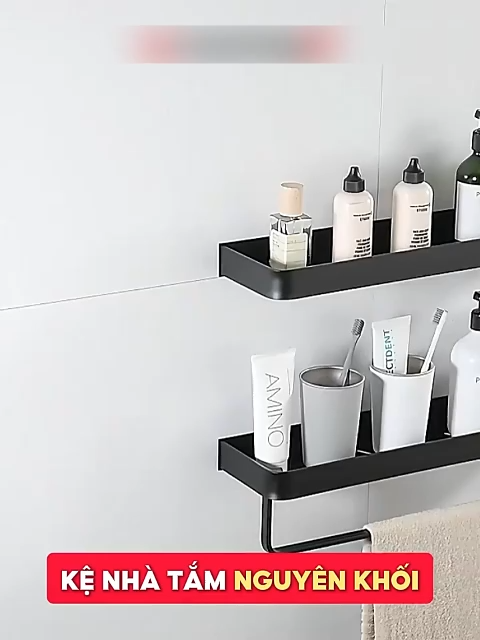 Kệ đựng đồ nhà tắm dán tường đựng đồ đa năng Nhôm hàng không chống gỉ tặng kèm keo dán và ốc vít