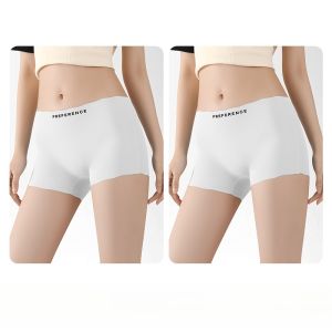 Miiow | Ice Silk Safety Pants Womens Anti-Light Summer Seamless No Roll Edge Flat Angle Shorts Underwear Mid Waist Cotton Lined