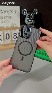 Sanptoch เคสโทรศัพท์เนื้อคาร์บอนไฟเบอร์สุดหรูสำหรับ iPhone 16 / 15 / 14 Pro Max กรอบ Tpu แบบนุ่ม + ฝาแข็งที่เป็นมิตรกับผิวเคลือบสำหรับ iPhone 16 15 14 Plus เคสกันกระแทกทหารกันกระแทก