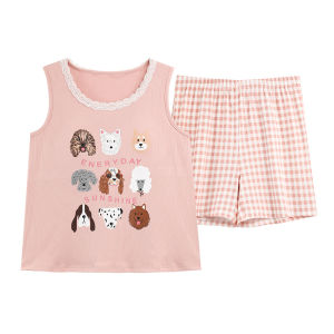 Miiow | Cat Woman Ice Silk Sleepwear Short Sleeveless Home Clothes Set For Women Summer Cool Feeling Lightweight Breathable Casual Outfit