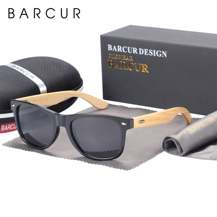 BARCUR Polarized Bamboo Sunglasses Men Wooden Sun Glasses Women Brand ...