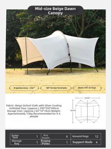 GLAMPING | Outdoor Camping Extra-large Sunblock and Windproof Titanium-silver Black Gel Canopy