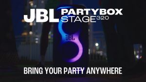 JBL PartyBox Stage 320 / PartyBox 310 Wireless Party Speaker with Telescopic Handle & Wide Sturdy Wheels Powerful Pro Sound Futuristic Lightshow Up to 18 Hours of Playtime Splash Proof