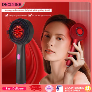 DECINIEE EMS Electric Scalp Massage Brush Vibration Massage Comb 630nm Red Light Therapy Hair Growth Massage Scalp Brush Oil Liquid Applicator Head Massager