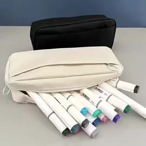 【Large Capacity Pencil Case Solid Color Pen Pouch Student School Supplies Stationery Storager Box】