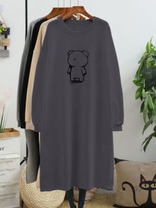 Autumn and Winter Cartoon Long Sleeve Nightgown Boys Loose Weight-Catcher plus Size One-Piece Bean Bag Bathrobe Cotton Long Home Wear