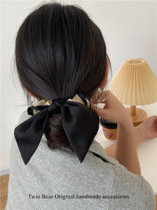 Classic Silk Rabbit Ear Hair Ties Color Block Contrast Simple Style Korean Fashion Hair Bands Fresh out New Trend Accessories