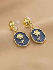 Blue Rose Flower Ear Cuff No Piercing Required Fashionable Fairy Tale Design Womens Jewelry Alloy Material Fresh Outlined Style