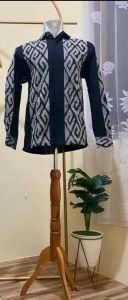 Dress Starla Maxi Tenun Jepara Baju Couple Pasangan warna Hitam Motif Kotak Simetris Bahan Katun Cocok Untuk Kegiatan Kondangan Undangan Prewedding dan Hari Raya