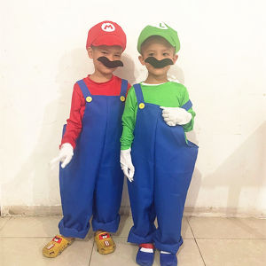 Halloween Super Mario Costume Cartoon Cosplay Performance Clothes Children Role-playing Mario Game Show Costume for Kids