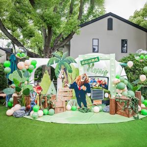 Zootopia Cartoon Theme Balloon Decoration Boys First Birthday Girls Growth Ceremony KT Board Background Decorative Accessories