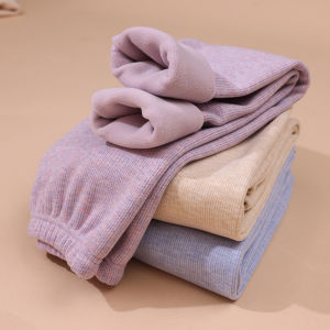 Thickened One-Piece Fleece Childrens Warm Autumn Pants Inner Wear Base Layer Pants Baby Winter Sleepwear Cartoon mid Waist